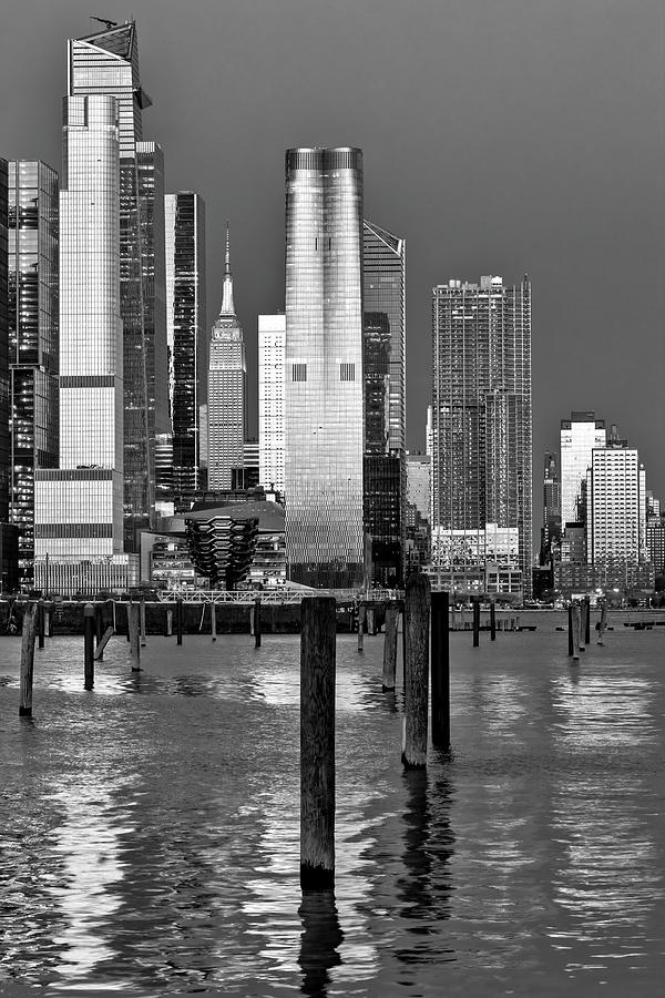 NYC In Gold And Blue BW Photograph by Susan Candelario