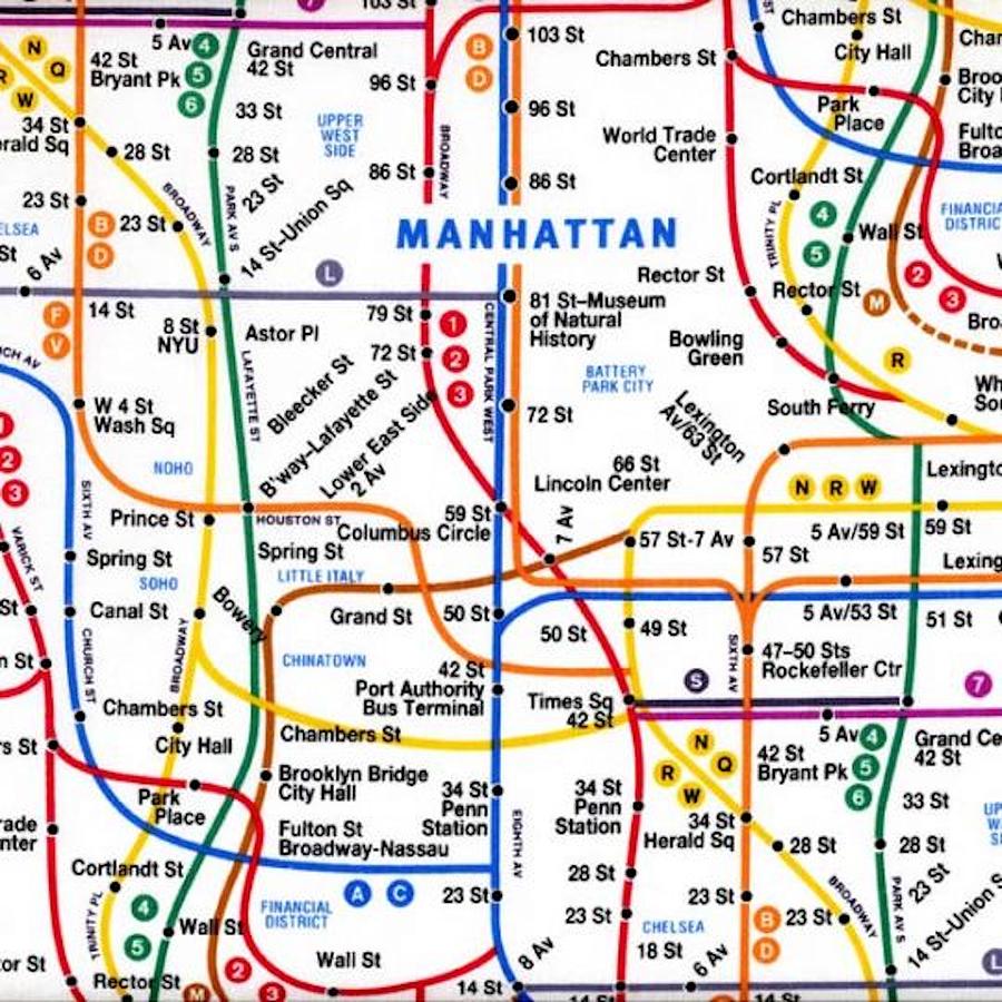 Nyc Manhattan Subway Map White Nicole Wilson 