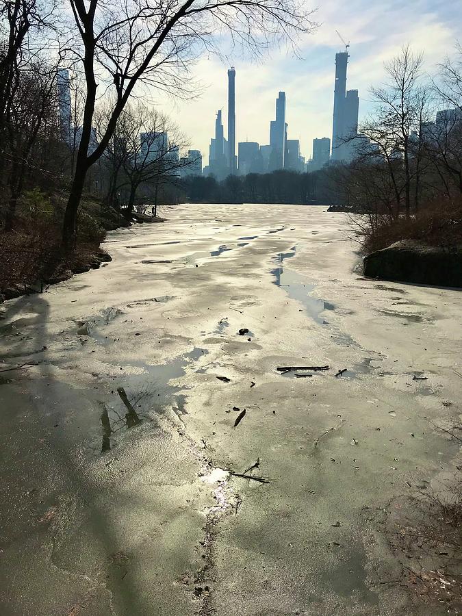 NYC Over Frozen Lake Photograph by Judy Frisk