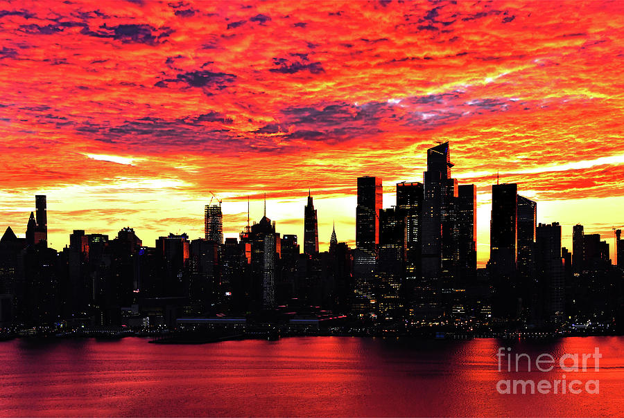 NYC Red Sunrise Photograph by Regina Geoghan