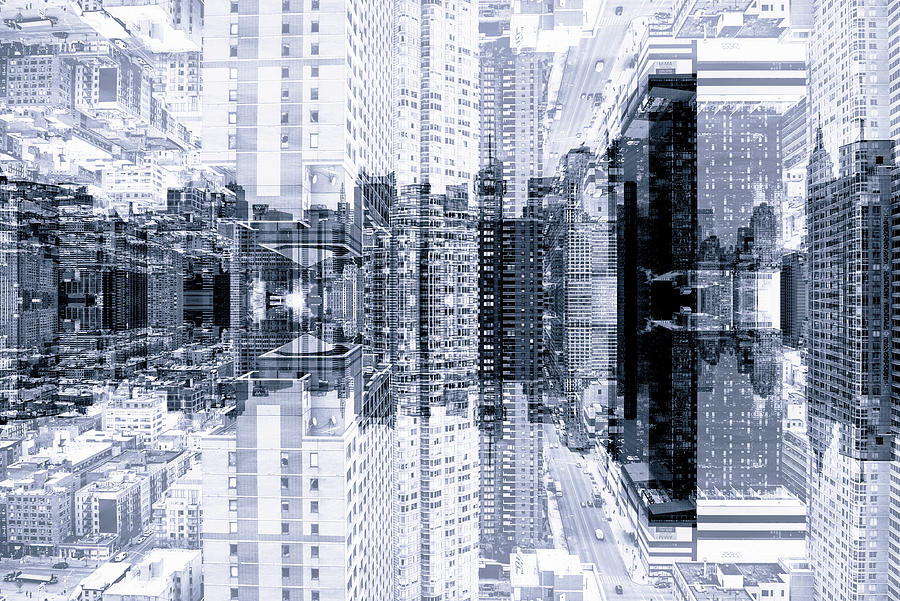 NYC Reflection - Blue Manhattan Digital Art by Philippe HUGONNARD