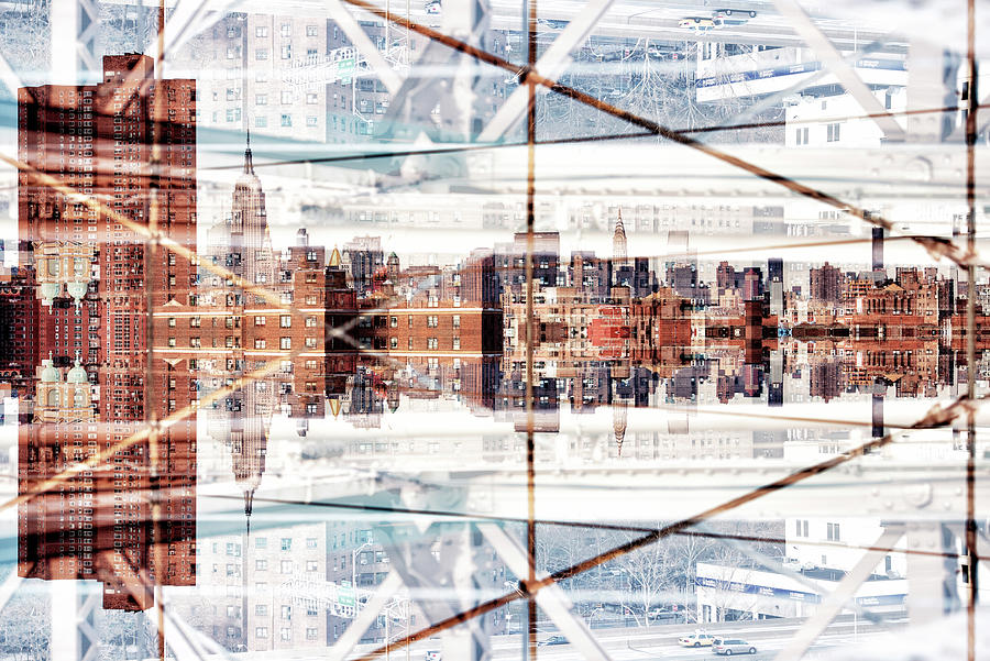 NYC Reflection - Brooklyn Bridge Digital Art by Philippe HUGONNARD