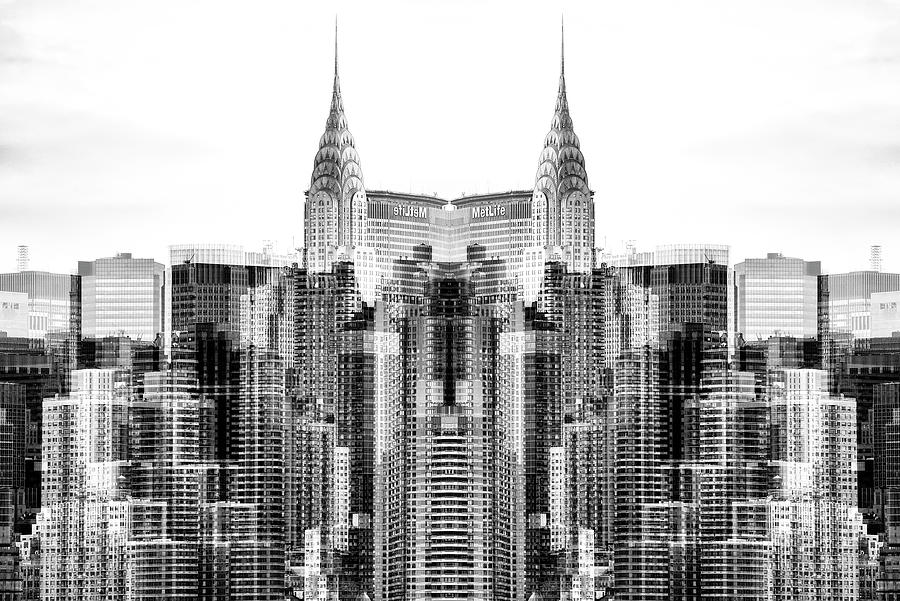 NYC Reflection - BW Chrysler Digital Art by Philippe HUGONNARD