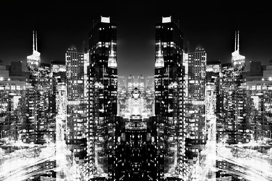 NYC Reflection - BW Skyscrapers Digital Art by Philippe HUGONNARD