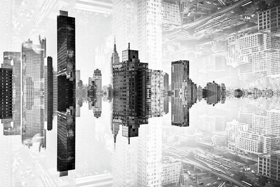 NYC Reflection - BW Sunrise Digital Art by Philippe HUGONNARD