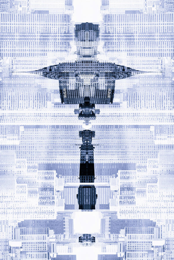 NYC Reflection - Cerulean Metamorphosis Digital Art by Philippe HUGONNARD