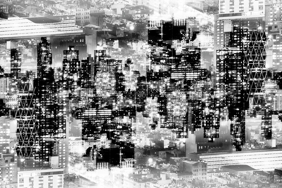 NYC Reflection - Dark Manhattan BW Digital Art by Philippe HUGONNARD