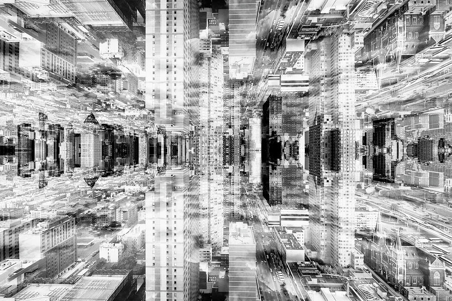 NYC Reflection - Downtown BW Skyline Digital Art by Philippe HUGONNARD