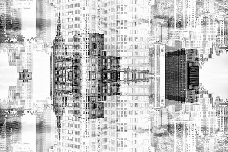 NYC Reflection - Empire BW Digital Art by Philippe HUGONNARD