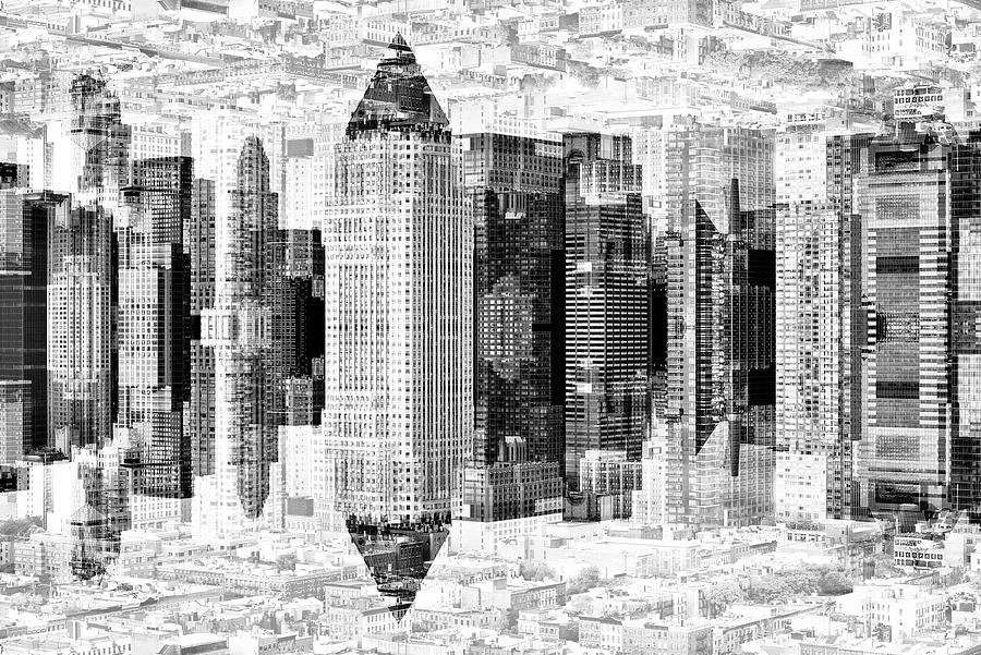 NYC Reflection - Hells Kitchen BW Digital Art by Philippe HUGONNARD