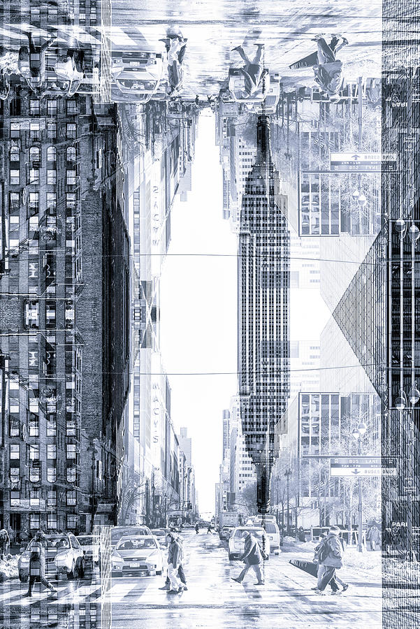 NYC Reflection - Manhattan Blue Crossing Digital Art by Philippe HUGONNARD