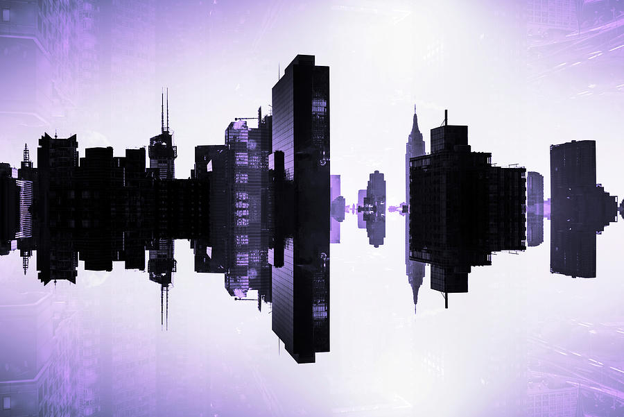 NYC Reflection - Manhattan Blueviolet Skyline Digital Art by Philippe HUGONNARD