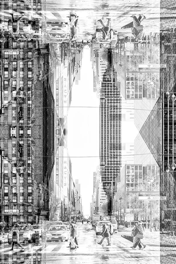 NYC Reflection - Manhattan BW Crossing Digital Art by Philippe HUGONNARD