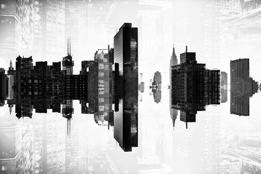NYC Reflection - Manhattan BW Skyline Digital Art by Philippe HUGONNARD