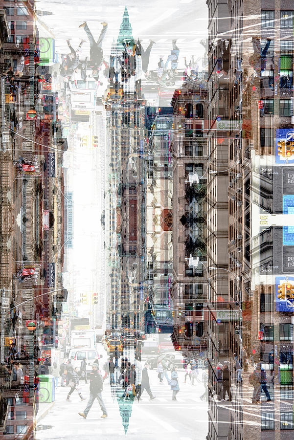 NYC Reflection - Manhattan Street Digital Art by Philippe HUGONNARD