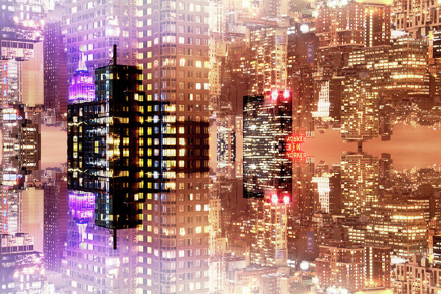 NYC Reflection - Night Buildings III Digital Art by Philippe HUGONNARD