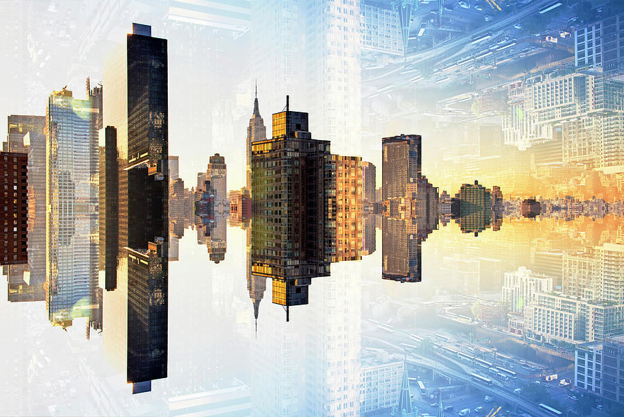 NYC Reflection - Sunrise Digital Art by Philippe HUGONNARD
