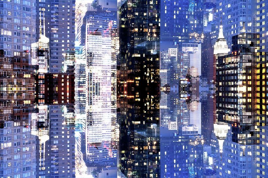 NYC Reflection - Ultramarine Night Digital Art by Philippe HUGONNARD