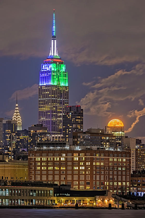 NYC Skyline Blue Moon Photograph by Susan Candelario