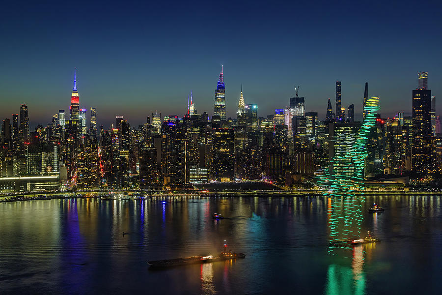 NYC Skyline Drone Show Photograph by Susan Candelario