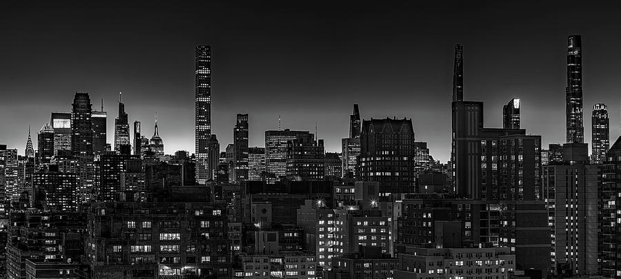 NYC Skyline Dusk BW Photograph by Susan Candelario