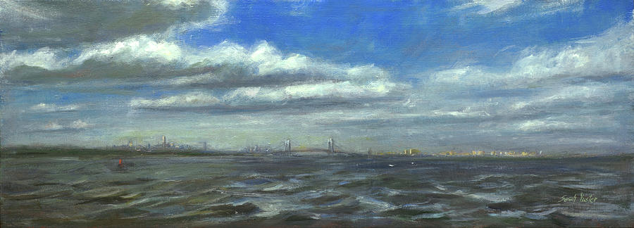 Nyc Skyline From Raritan Bay Painting