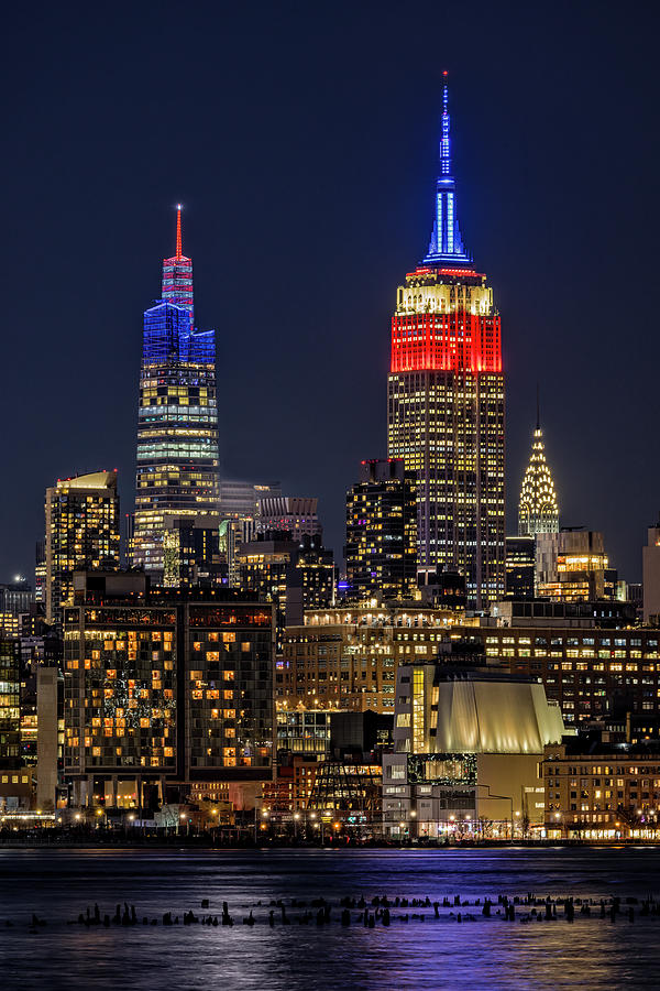 NYC Skyline In Red, White and Blue Photograph by Susan Candelario