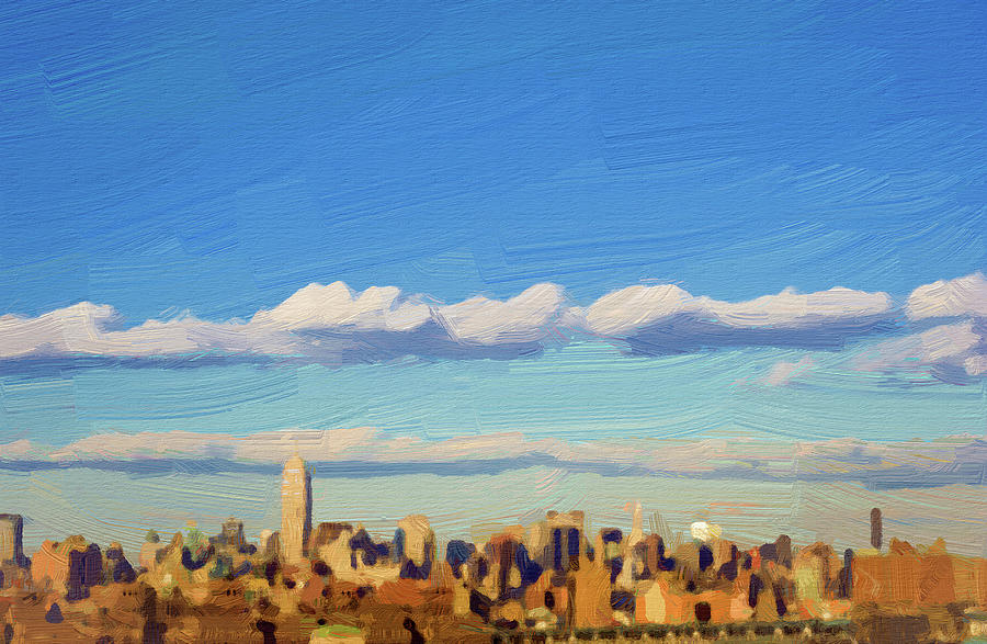 Nyc Skyline, Oil Paiting By Ahmet Asar Digital Art