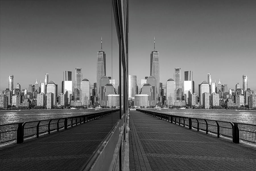 NYC Skyline Reflections BW Photograph by Susan Candelario