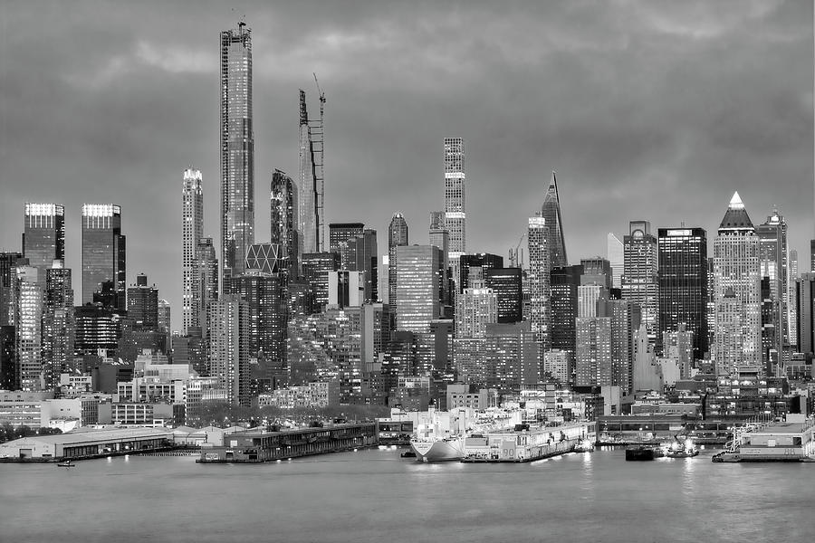NYC Skyline USNS BW Photograph by Susan Candelario