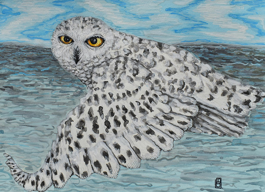 Nature Painting - NYC Snowy Owl by Dennis Osborne