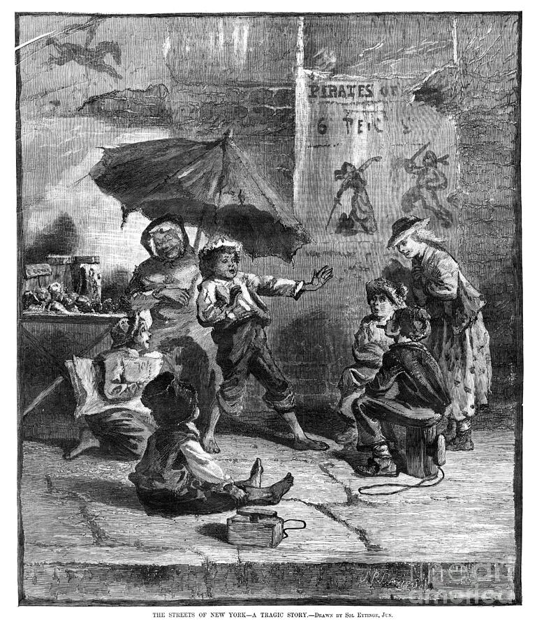 NYC Street Scene, 1879 Drawing by Sol Eytinge Jr