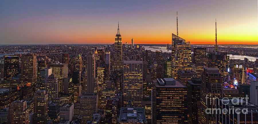 NYC Top of the Rock Sunset Photograph by Mike Reid