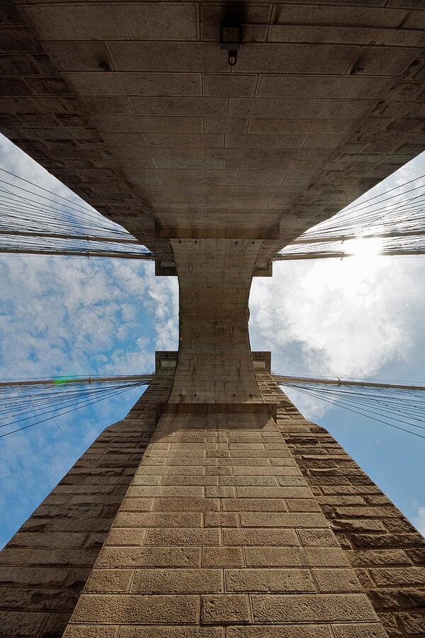 NYC Towering Heights, Brooklyn Bridge Perspective Photograph by Travel Essayist