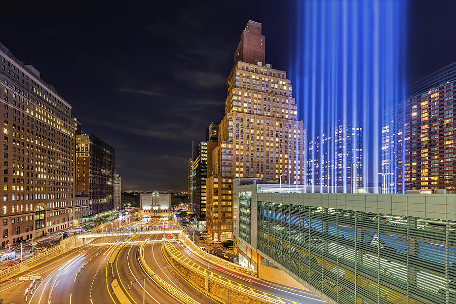 NYC Tribute In light Installation Photograph by Susan Candelario