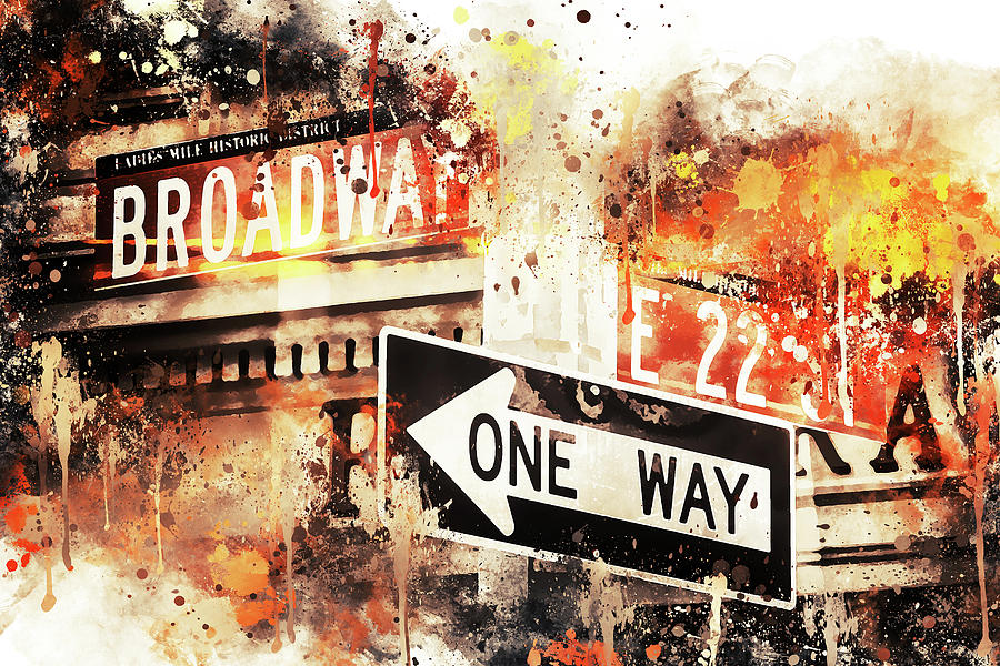 NYC Watercolor Collection - Broadway One Way Painting by Philippe HUGONNARD
