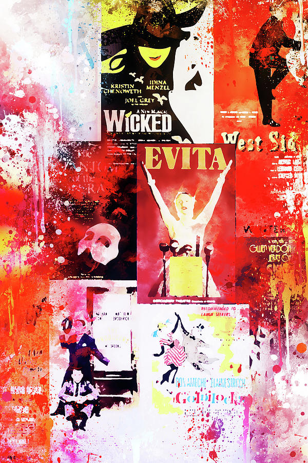 NYC Watercolor Collection - Broadway Shows I I Painting by Philippe HUGONNARD