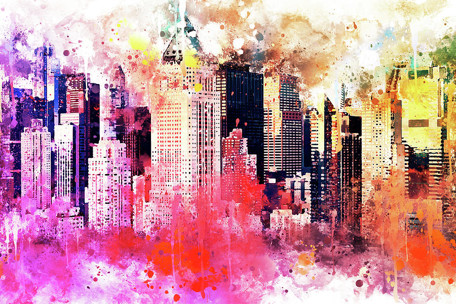 NYC Watercolor Collection - City of Colors Mixed Media by Philippe HUGONNARD