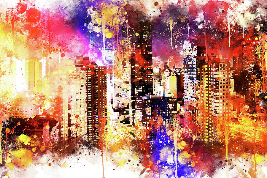 NYC Watercolor Collection - Color Explosion Painting by Philippe HUGONNARD
