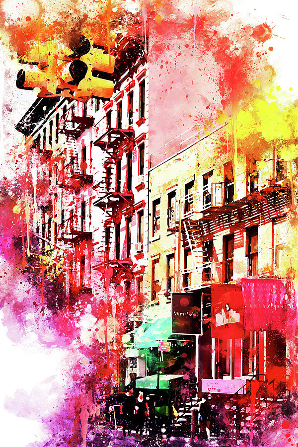 NYC Watercolor Collection - Colorful Buildings Mixed Media by Philippe HUGONNARD