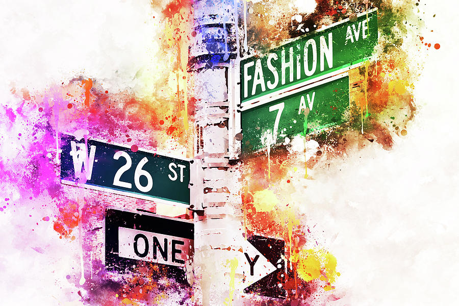 New York City Mixed Media - NYC Watercolor Collection - Fashion Ave by Philippe HUGONNARD