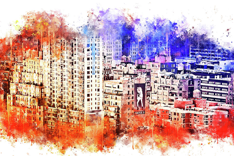 NYC Watercolor Collection - Garment District Mixed Media by Philippe HUGONNARD