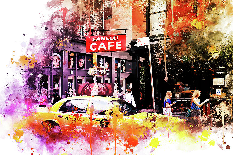New York City Mixed Media - NYC Watercolor Collection - In Soho by Philippe HUGONNARD