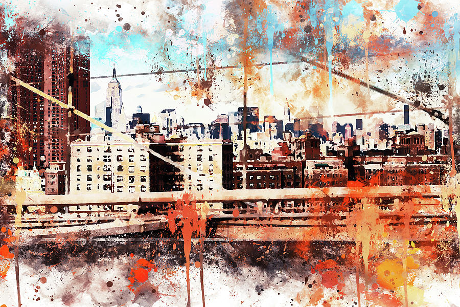 NYC Watercolor Collection - Manhattan View Painting by Philippe HUGONNARD