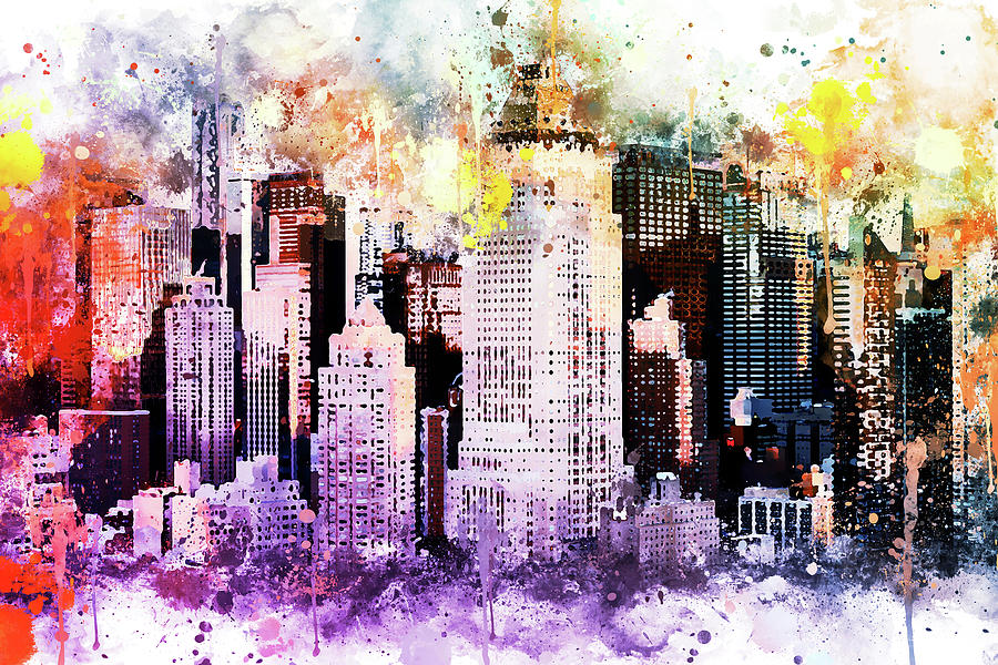 NYC Watercolor Collection - Midtown Painting by Philippe HUGONNARD