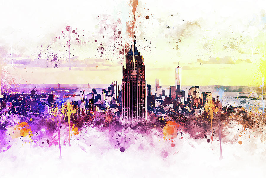 NYC Watercolor Collection - New York Skyline Mixed Media by Philippe HUGONNARD