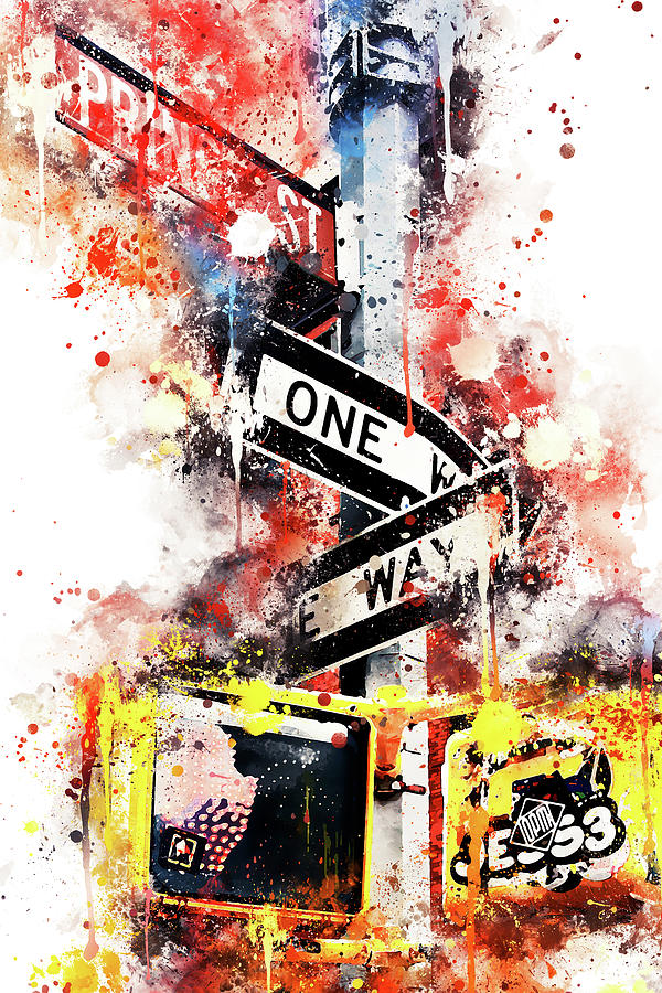 NYC Watercolor Collection - One Way Mixed Media by Philippe HUGONNARD