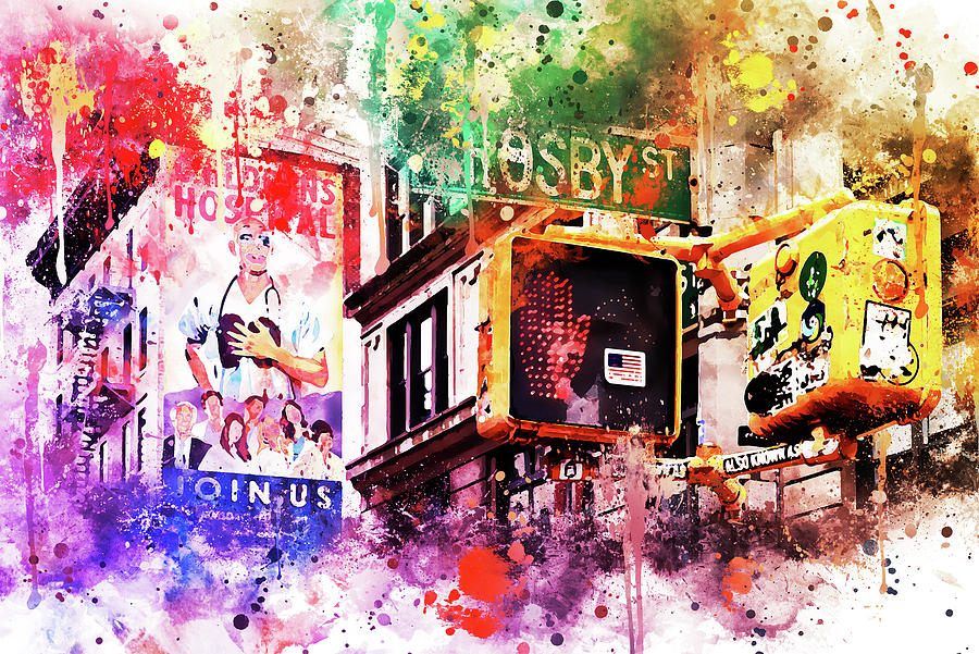 NYC Watercolor Collection - Pedestrian Signal Mixed Media by Philippe HUGONNARD