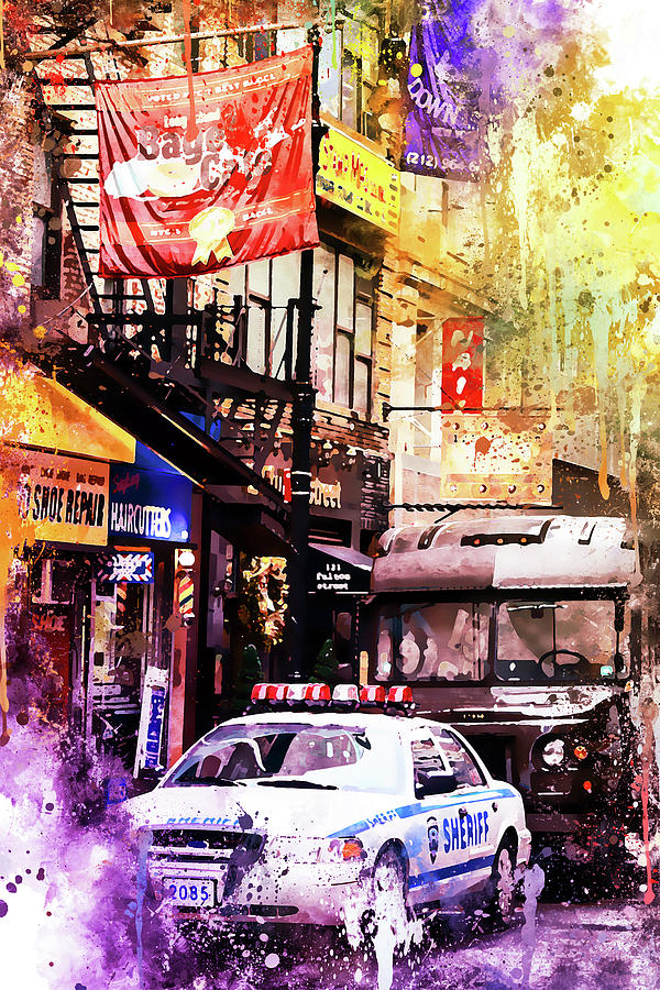 NYC Watercolor Collection - Sheriff Painting by Philippe HUGONNARD