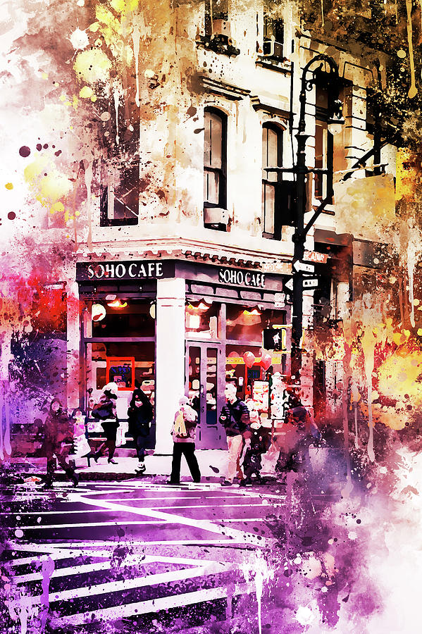 NYC Watercolor Collection - Soho Cafe Painting by Philippe HUGONNARD